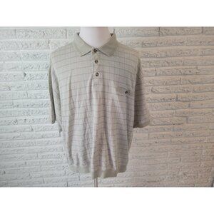 Puritan 3XL Men's Polo Shirt Beige Geometric Button Pocket Short Sleeve Casual